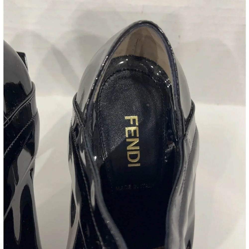 Fendi 
Black Patent Leather Sculpted Heel Pumps Size 37 Made in Italy - Picture 5 of 10